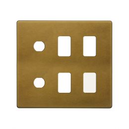 Soho Lighting Old Brass 6 Gang 4RM+2CM Dual Module Grid Switch Plate