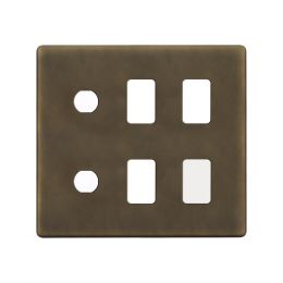 Soho Lighting Vintage Brass 6 Gang 4RM+2CM Dual Module Grid Switch Plate