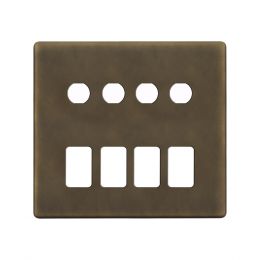 Soho Lighting Vintage Brass 8 Gang 4RM+4CM Dual Module Grid Switch Plate