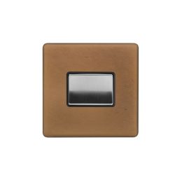 Soho Fusion Antique Copper & Brushed Chrome 10A 1 Gang 1 Way 3-Pole Fan Isolator Black Insert Screwless