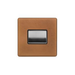 Soho Fusion Antique Copper & Brushed Chrome 10A 1 Gang 1 Way 3-Pole Fan Isolator Black Insert Screwless
