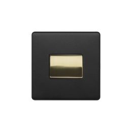 Soho Fusion Matt Black & Brushed Brass 10A 1 Gang 1 Way 3-Pole Fan Isolator Black Insert Screwless
