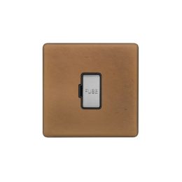 Soho Fusion Antique Copper & Brushed Chrome 13A Unswitched Fused Connection Unit (FCU) Black Insert Screwless