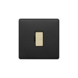 Soho Fusion Matt Black & Brushed Brass 13A Unswitched Fused Connection Unit (FCU) Black Insert Screwless