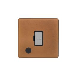 Soho Fusion Antique Copper & Brushed Chrome 13A Unswitched Flex Outlet Black Insert Screwless
