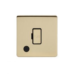 Soho Lighting Brushed Brass 13A Unswitched Connection Unit Flex Outlet Black Insert Screwless