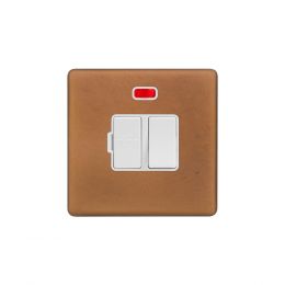Soho Fusion Antique Copper & White 13A Double Pole Switched Fused Connection Unit (FCU) With Neon Screwless