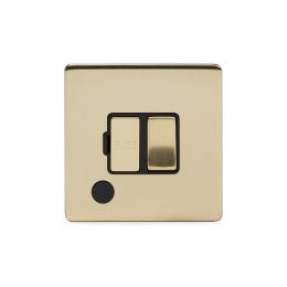 Soho Lighting Brushed Brass 13A Switched Fuse Connection Unit Flex Outlet Black Insert Screwless