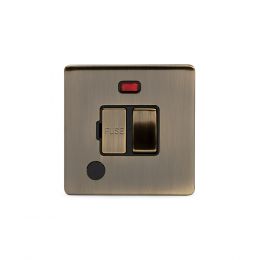 Soho Lighting Antique Brass 13A Switched Fuse Connection Unit Flex Outlet With Neon Blk Ins Screwless