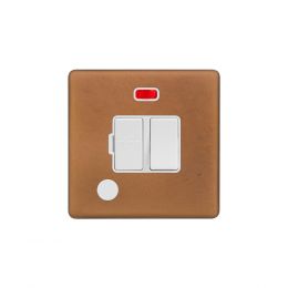 Soho Fusion Antique Copper & White 13A Switched Fused Connection Unit (FCU) Flex Outlet With Neon Screwless
