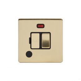 Soho Lighting Brushed Brass 13A Switched Fuse Connection Unit Flex Outlet With Neon Black Insert Screwless
