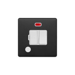 Soho Fusion Matt Black & White 13A Switched Fused Connection Unit (FCU) Flex Outlet With Neon Screwless
