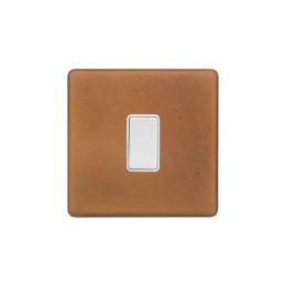 Soho Fusion Antique Copper & White 20A 1 Gang DP Switch Screwless