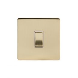 Soho Lighting Brushed Brass 20A 1 Gang Double Pole Switch Wht Ins Screwless