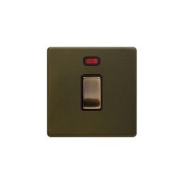 Soho Lighting Bronze 20A 1 Gang Double Pole Switch With Neon Screwless 