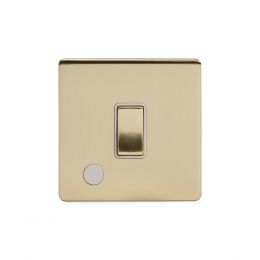 Soho Lighting Brushed Brass 20A 1 Gang Double Pole Switch Flex Outlet Wht Ins Screwless