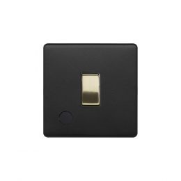 Soho Fusion Matt Black & Brushed Brass 20A 1 Gang DP Switch Flex Outlet Black Insert Screwless