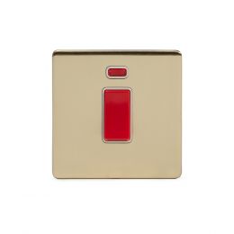 Soho Lighting Brushed Brass 45A 1 Gang Double Pole Switch With Neon