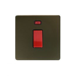 Soho Lighting Bronze 45A 1 Gang Double Pole Switch & Neon (Sml Plate) Screwless