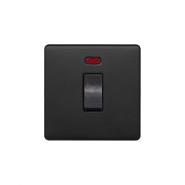 Soho Lighting Matt Black 45A 1 Gang Double Pole Switch & Neon Screwless