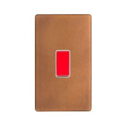 Soho Fusion Antique Copper & White 45A 1 Gang Double Pole Switch Double Plate Screwless