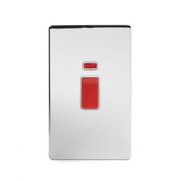 Soho Lighting Polished Chrome 45A 1 Gang Double Pole Switch With Neon
