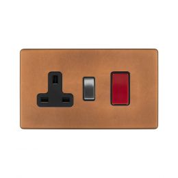 Soho Fusion Antique Copper & Brushed Chrome 45A Cooker Control Unit Insert Screwless