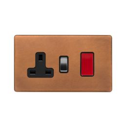 Soho Fusion Antique Copper & Brushed Chrome 45A Cooker Control Unit Insert Screwless