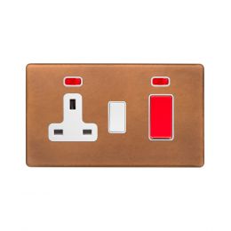 Soho Fusion Antique Copper & White 45A Cooker Control Unit & Neon Screwless
