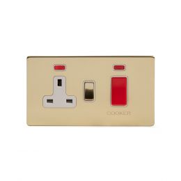 Soho Lighting Brushed Brass 45A Cooker Control Unit With Neon Wht Ins Screwless