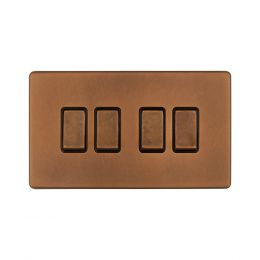Soho Lighting Antique Copper 10A 4 Gang 2 Way Switch