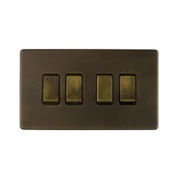 Soho Lighting Vintage Brass 10A 4 Gang 2 Way Switch