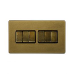 Soho Lighting Old Brass 10A 6 Gang 2 Way Switch