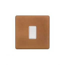 Soho Fusion Antique Copper & White 10A 1 Gang Intermediate Switch Screwless