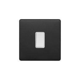 Soho Fusion Matt Black & White 10A 1 Gang Intermediate Switch Screwless