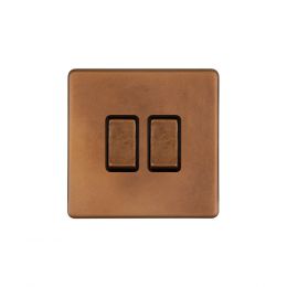 Soho Lighting Antique Copper 10A 2 Gang Intermediate Switch