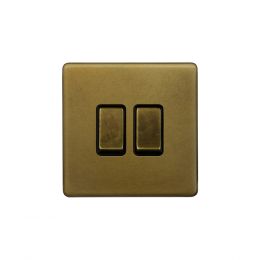 Soho Lighting Old Brass 10A 2 Gang Intermediate Switch