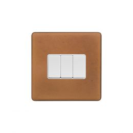 Soho Fusion Antique Copper & White 10A 3 Gang Intermediate Switch Screwless
