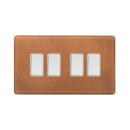 Soho Fusion Antique Copper & White 10A 4 Gang Intermediate Switch Screwless