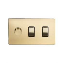 Black Nickel 3 gang light switch with 1 dimmer 

