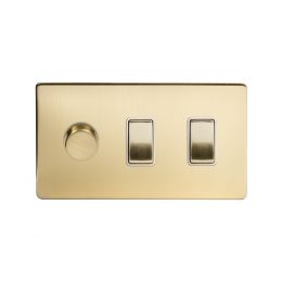 Black Nickel 3 gang light switch with 1 dimmer 

