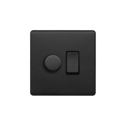 Soho Lighting Matt Black Dimmer and Rocker Switch Combo Blk Ins Screwless (2 Way Switch & Trailing Dimmer)