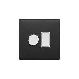 Soho Fusion Matt Black & White Dimmer and Rocker Switch Combo Screwless (2 Way Switch & Trailing Dimmer)