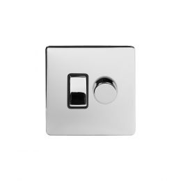 Soho Lighting Polished Chrome dimmer and rocker switch combo Blk Ins Screwless