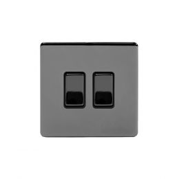 Black Nickel 3 gang light switch with 1 dimmer 
