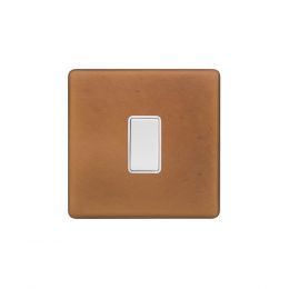 Soho Fusion Antique Copper & White 1 Gang Retractive Switch Screwless