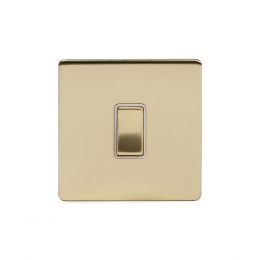 Soho Lighting Brushed Brass 1 Gang Retractive Switch Wht Ins Screwless