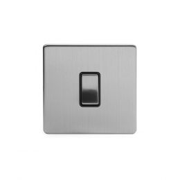 Soho Lighting Brushed Chrome 1 Gang Retractive Switch Blk Ins Screwless