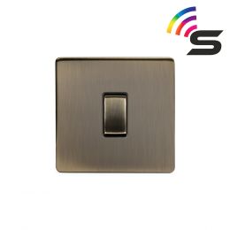 Soho Lighting Antique Brass 1 Gang 150W Smart Rocker Switch Black Insert
