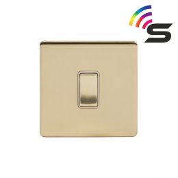 Soho Lighting Brushed Brass 1 Gang 150W Smart Rocker Switch White Insert